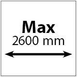 Maksimālais platums 2600 mm